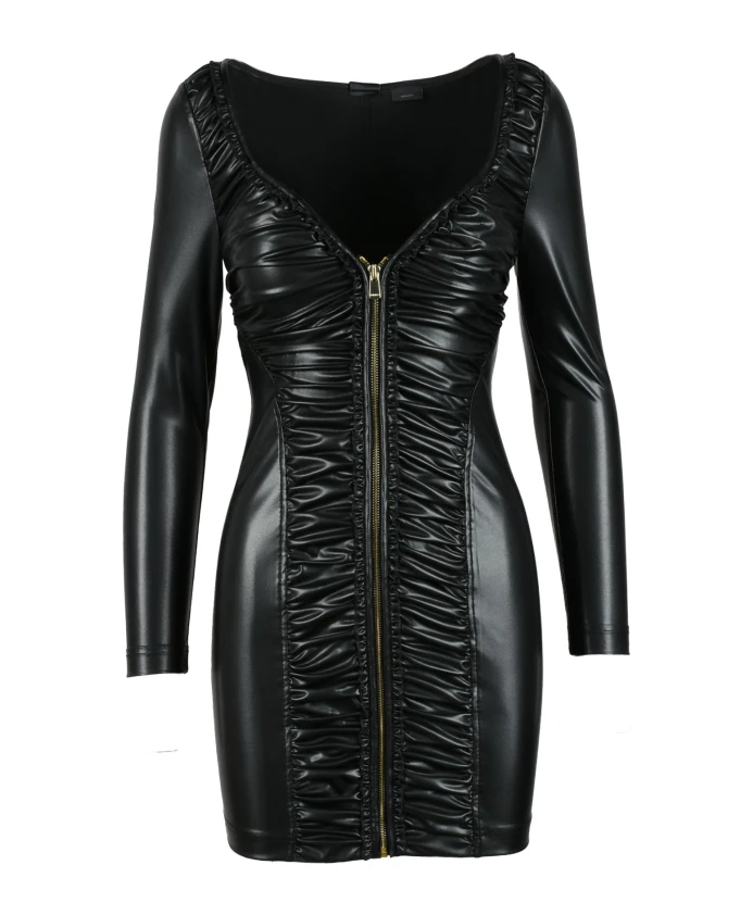 

Платье из эластичной экокожи с застежкой-молнией Pinko, черный