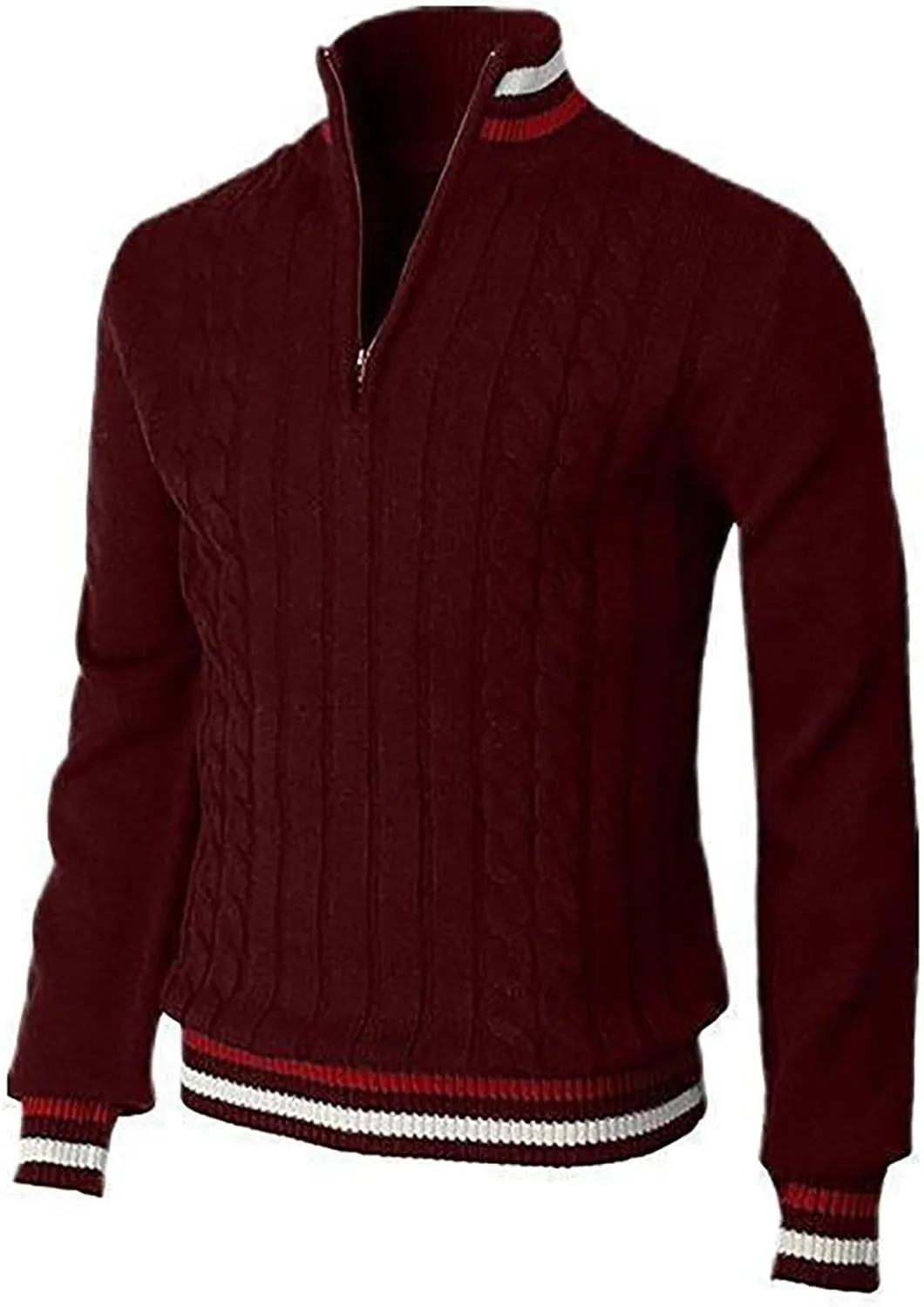 

Свитер-полузип мужской Casual Business с длинным рукавом и воротником-стойкой, Wool Heavyweight Knit, Slim Fit, Vintage Pullover