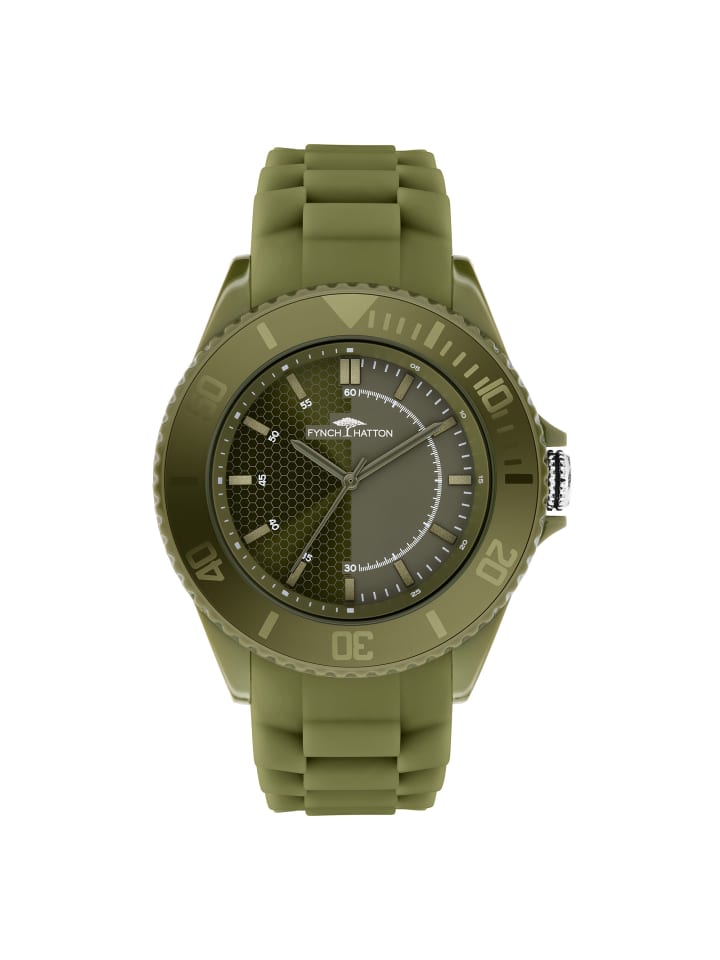 

FYNCH-HATTON Черные силиконовые часы зеленого цвета