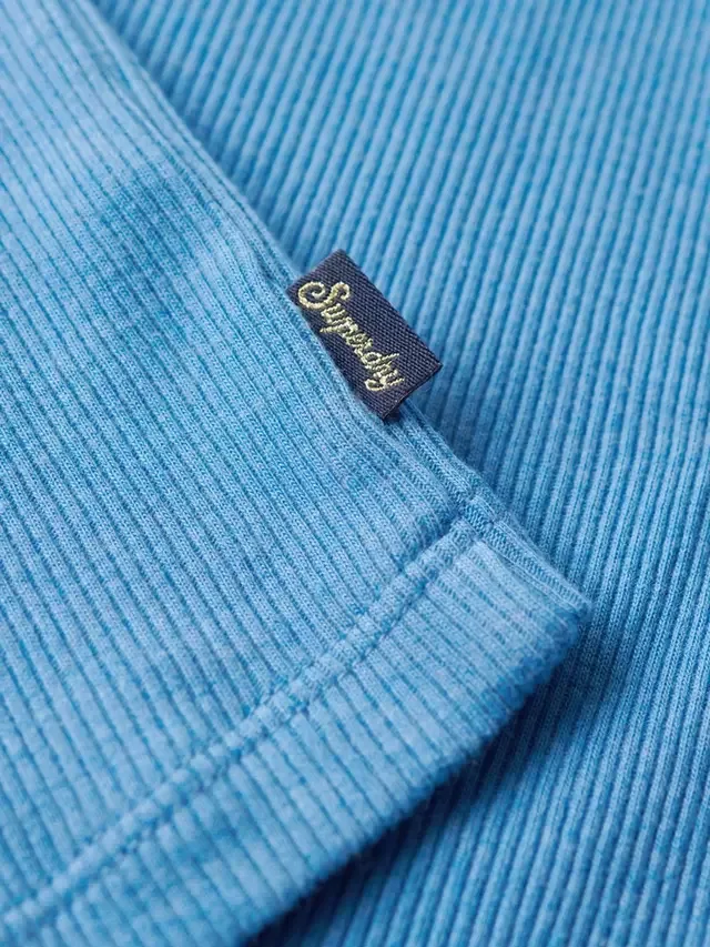 Топ из органического хлопка с ребристой кружевной отделкой Superdry, Blue Marl — фото 4