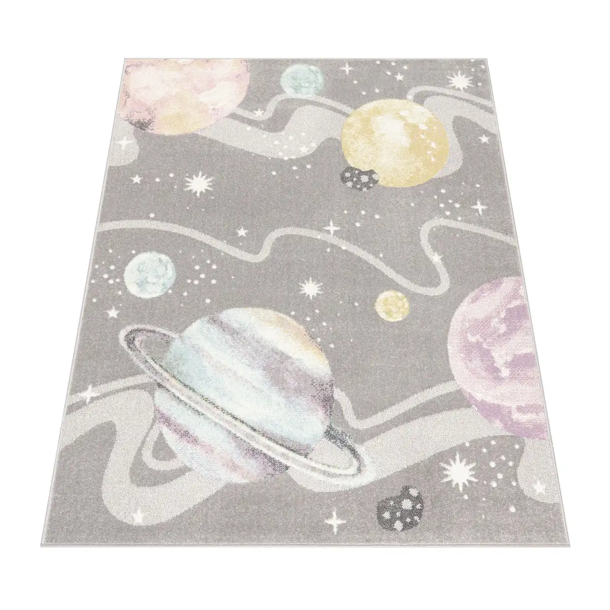

Детский ковер Paco Home "Nino 888", прямоугольный, игровой коврик, короткий ворс, космический мотив, легко чистится, детская комната 240х340 см, серый