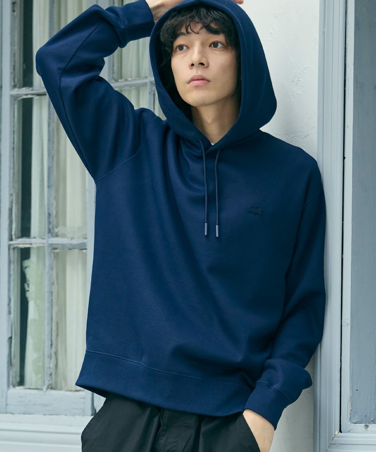 Худи LACOSTE из вязки пике, Dark Navy — фото 3