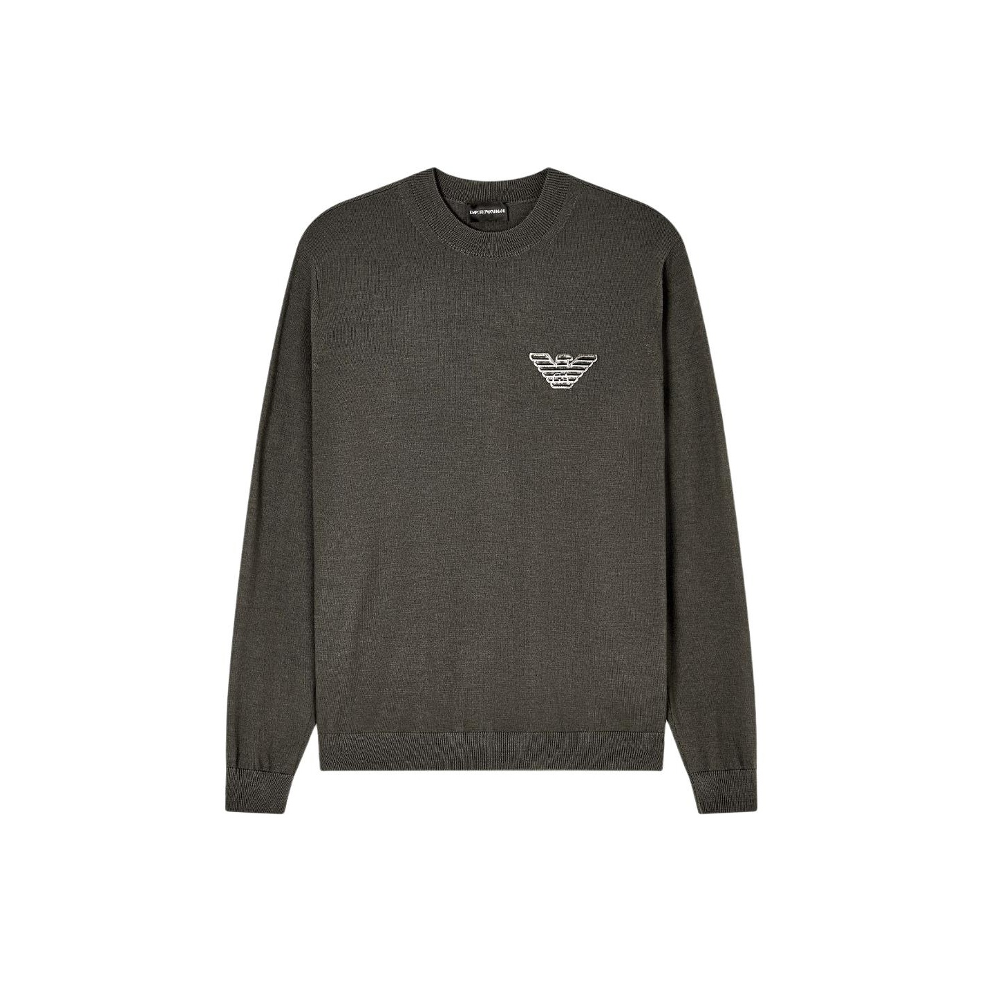 

Шерстяной свитер с вышитым логотипом EMPORIO ARMANI, зеленый