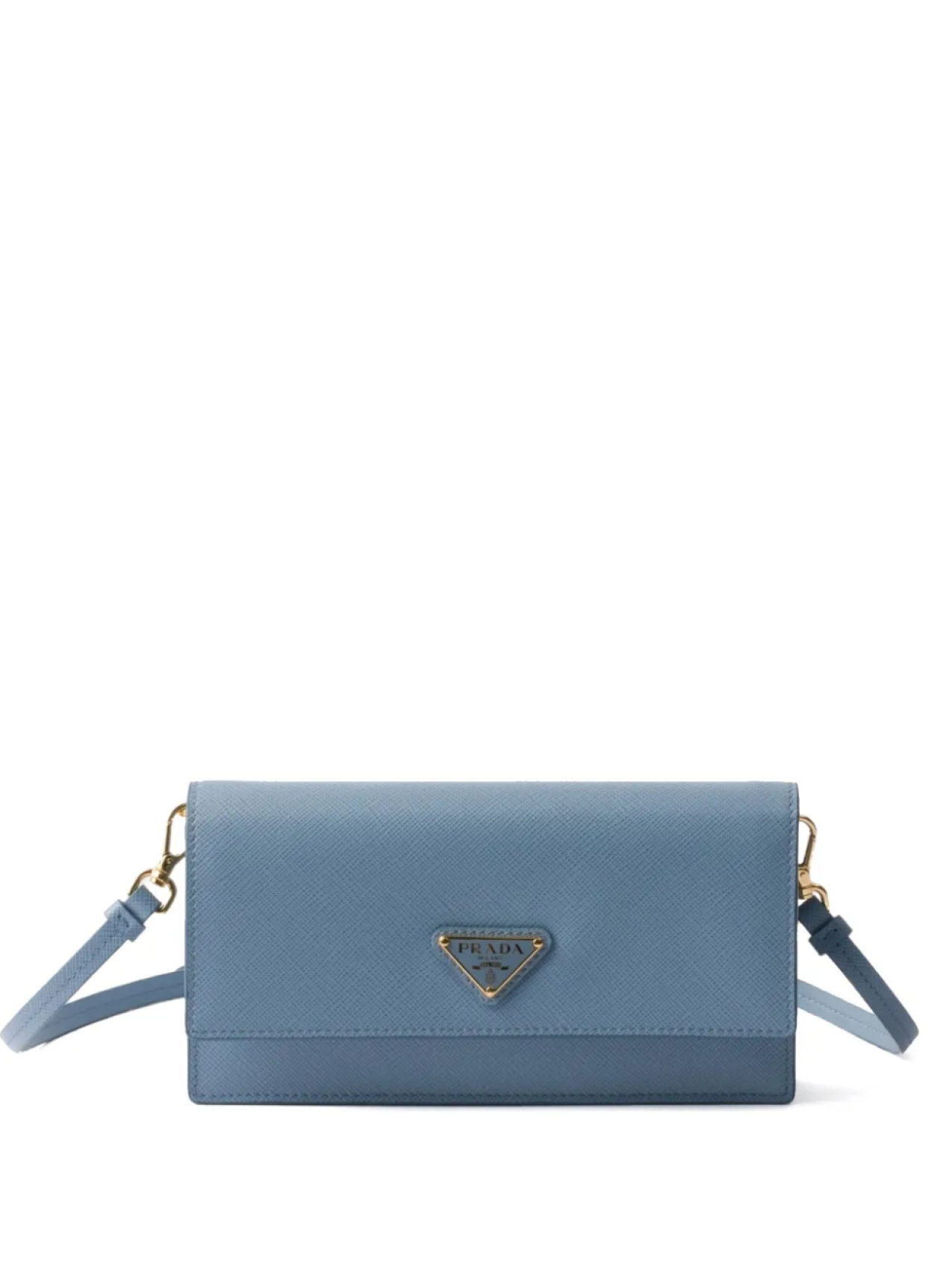 

Мини-сумка с треугольным эмалевым логотипом Prada, синий