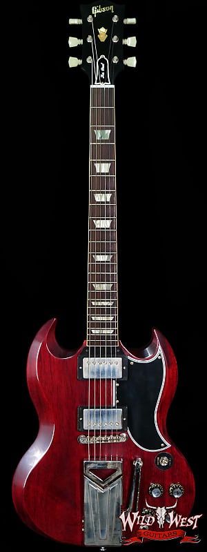 

Электрогитара Gibson Custom Shop 60th Anniversary 1961 Les Paul SG Standard With Sideways Vibrola Cherry Red 7.45 LBS