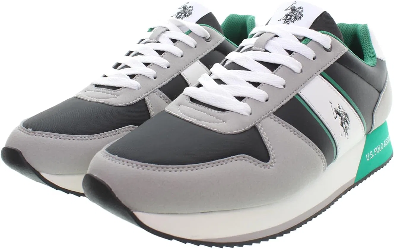 Ассоциация поло США - BALBIL002MDYH1 Мужские синтетические кроссовки U.S. Polo Assn., Grey Black Green — фото 3