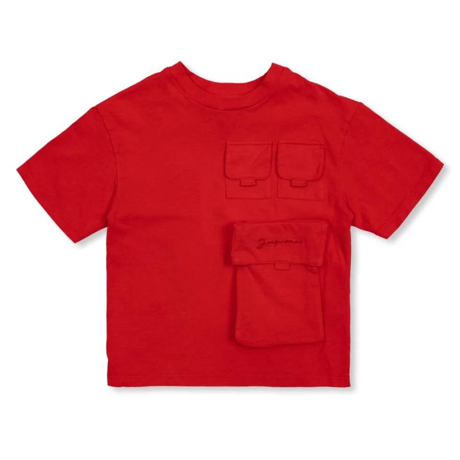 

Жакемус L'enfant Логотип Вышитая Футболка Jacquemus, красный