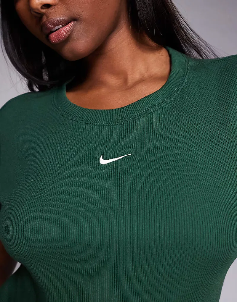 Футболка Nike с коротким рукавом в рубчик, зеленый — фото 3