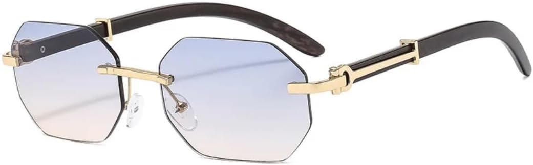 

Винтажные металлические круглые солнцезащитные очки без оправы с градиентным затемнением, защита от УФ-излучения UV400, модные солнцезащитные очки для женщин и мужчин TVTBBVV, Gold-blueyellow