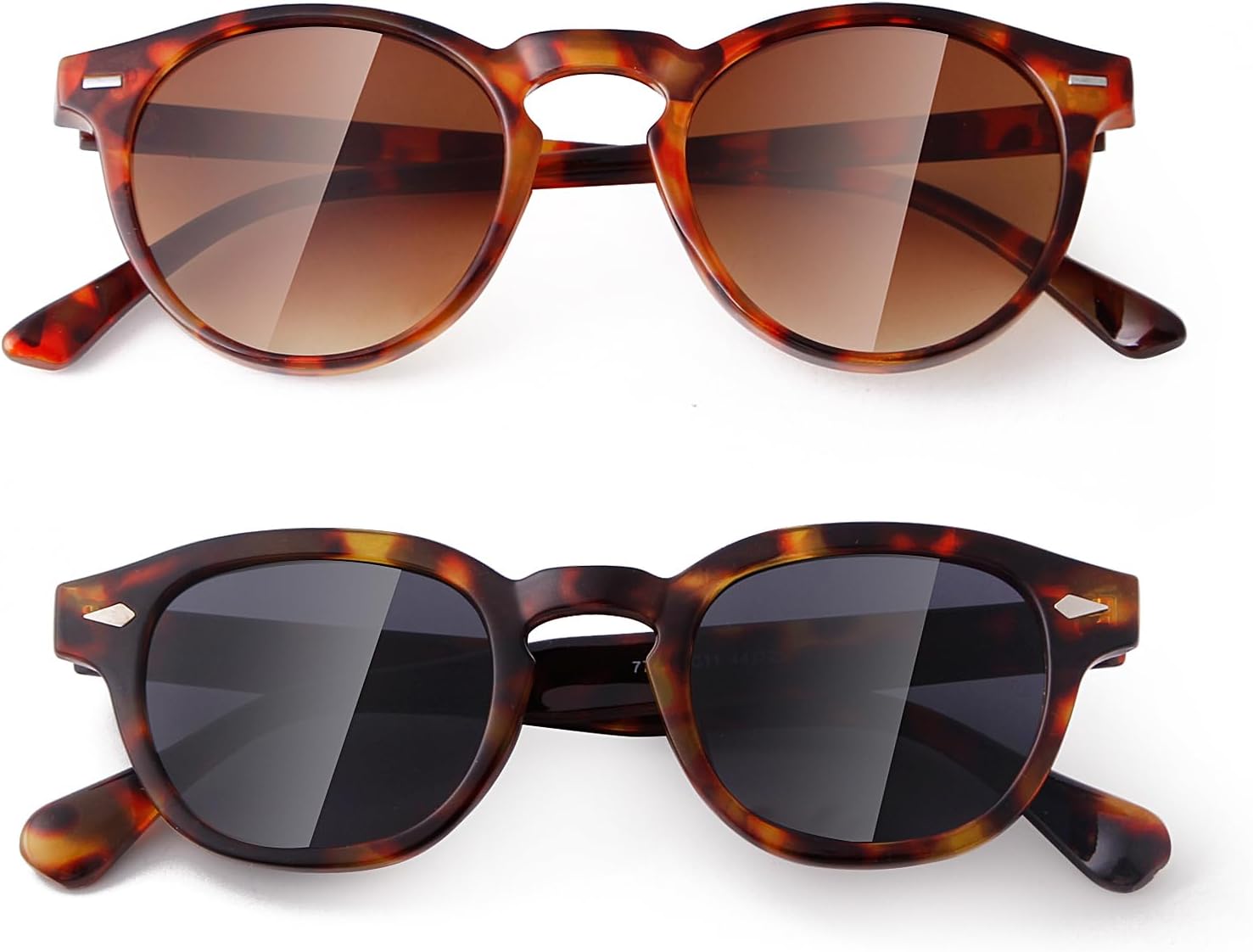 

Солнцезащитные очки VIA LEECA Retro Round для женщин и мужчин, маленькие круглые, тонированные, 46 мм, с защитой от УФ-излучения UV400. Стильные солнцезащитные очки, Tortoise Brown + Small Tortoise Grey