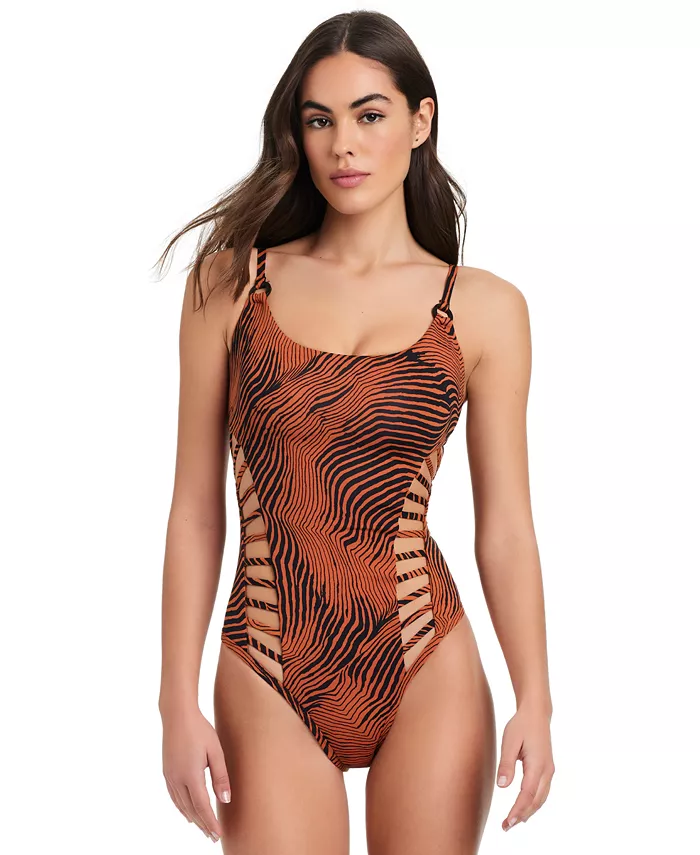 

Женский купальник-монокини Printed Side Cut Out One-Piece с вырезами по бокам Red Carter, коричневый
