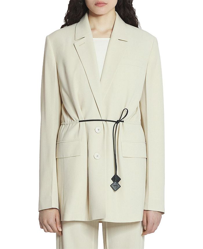 

Приталенное шерстяное пальто с поясом Lanvin, белый
