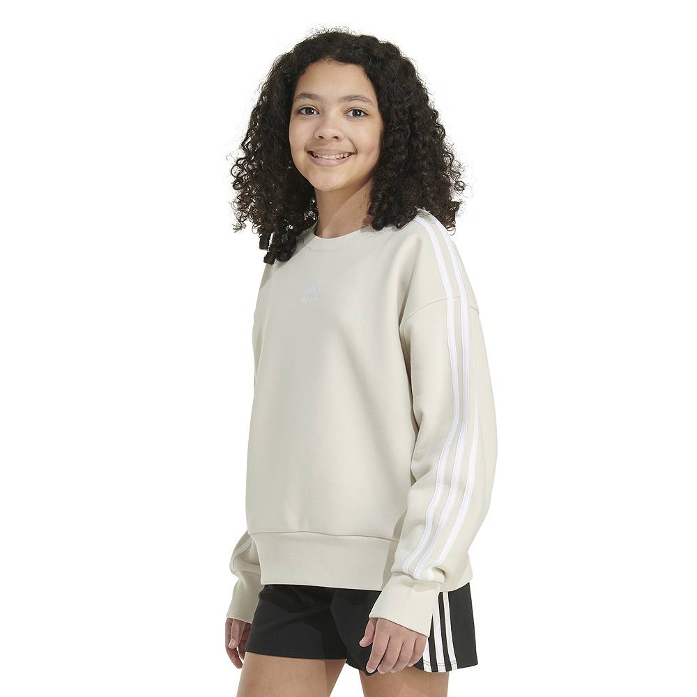 

Флисовый свитшот с круглым вырезом adidas Heather для девочек 7–16 лет Adidas, бежевый