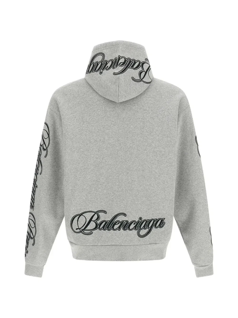 Худи из хлопка с вышивкой курсивом BALENCIAGA, серый — фото 2