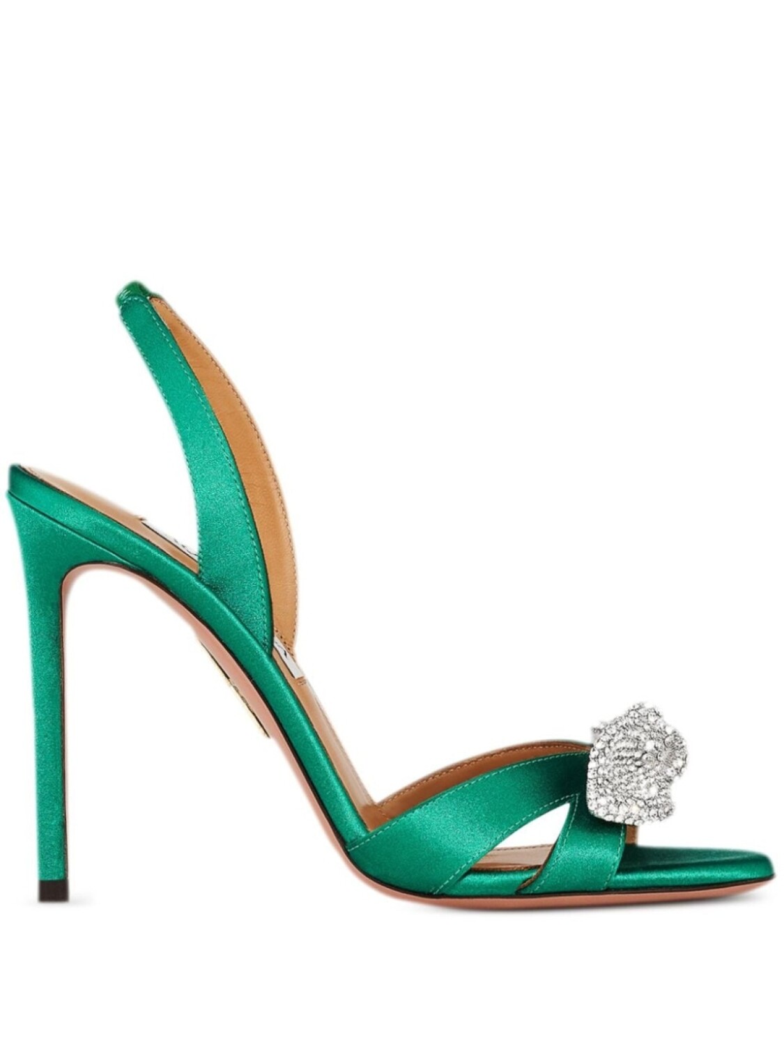 Aquazzura босоножки Very Bow Tie Crystal Sandal 105, зеленый