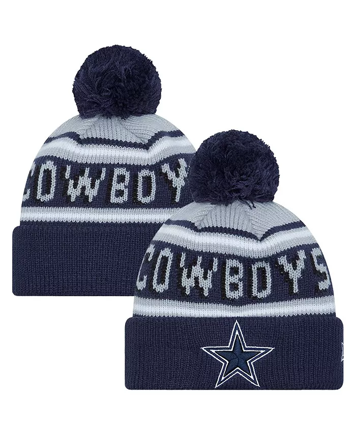 

Детская вязаная шапка с помпоном Dallas Cowboys Main Wordmark в цвете Navy/Gray New Era