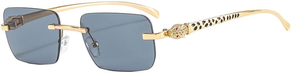 

Модные солнцезащитные очки без оправы прямоугольной формы для женщин с прозрачными линзами с градиентом цвета океана, а также уникальные солнцезащитные очки с принтом гепарда для мужчин TYUVIVO, Golden Gray