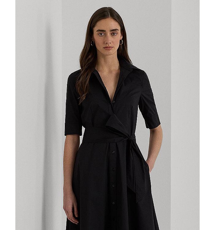Платье-рубашка с рукавами до локтя Lauren Ralph Lauren из смесового хлопка, черный — фото 4