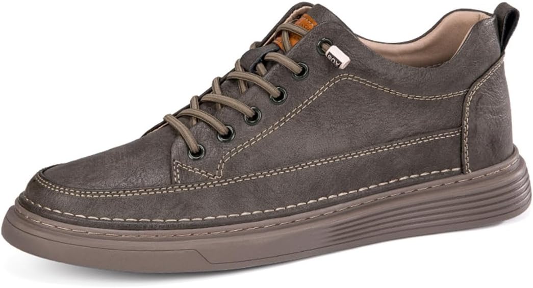 

Мужские туфли на каблуке-невидимке, противоскользящие, с увеличением роста, из кожи, модные кроссовки для ходьбы, низкие повседневные обувь Ygceeia, серый