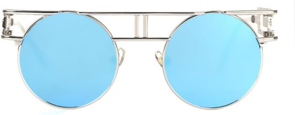 

Круглые солнцезащитные очки из сплава для женщин и мужчин, с большой оправой, зеркальные, в стиле стимпанк, с защитой от УФ-излучения UV400 MTZJH, C6silver-blue Mirror