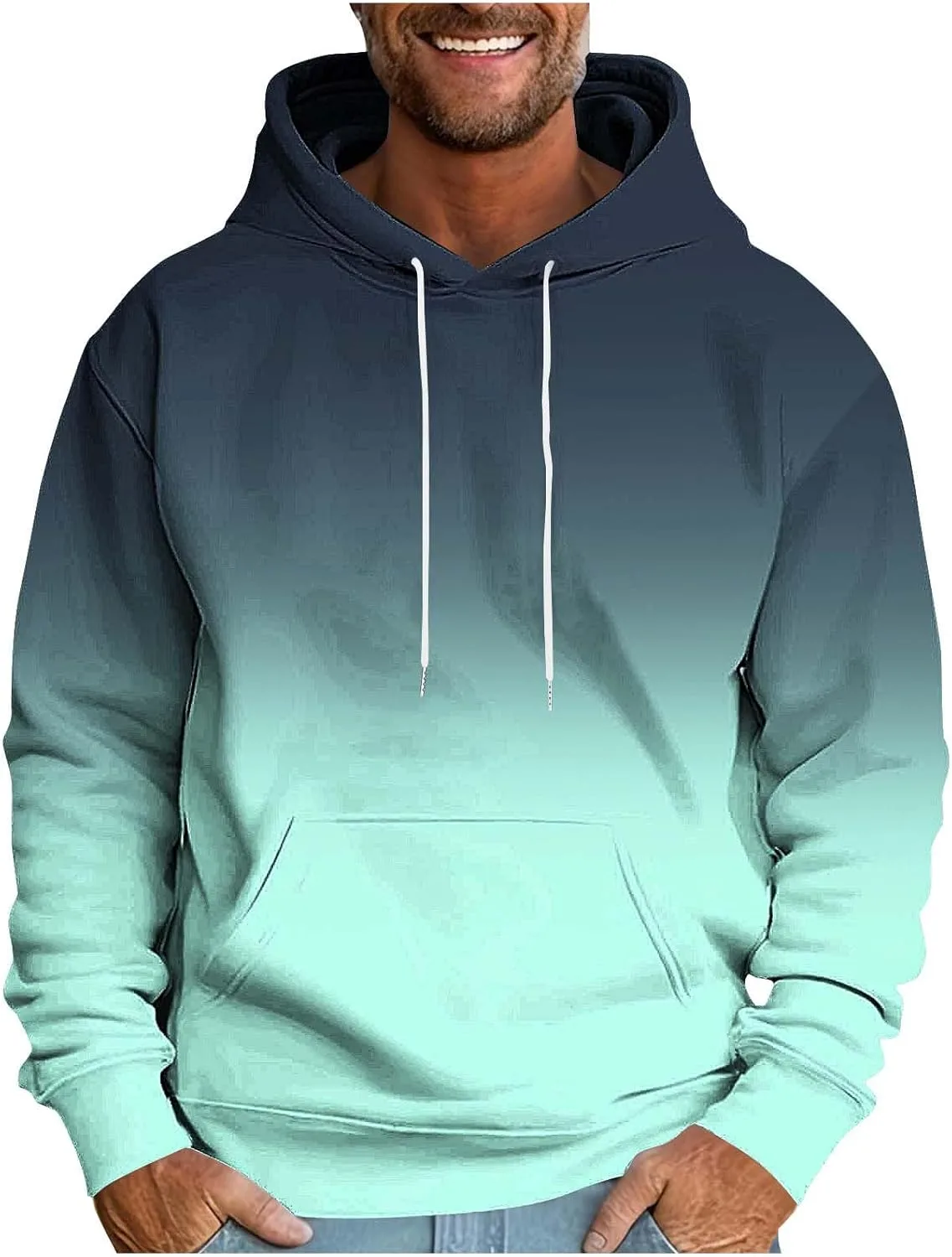 

Мужской худи Casual с карманом, градиентный цвет