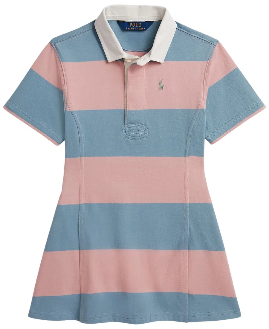 Детское платье для регби с коротким рукавом, размеры 2T-6X Polo Ralph Lauren, синий