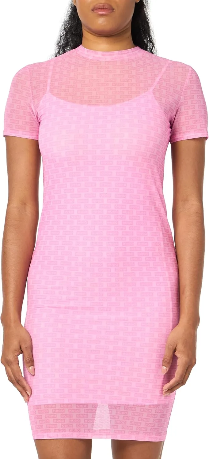 

Женское короткое платье-футболка HUGO с сеткой