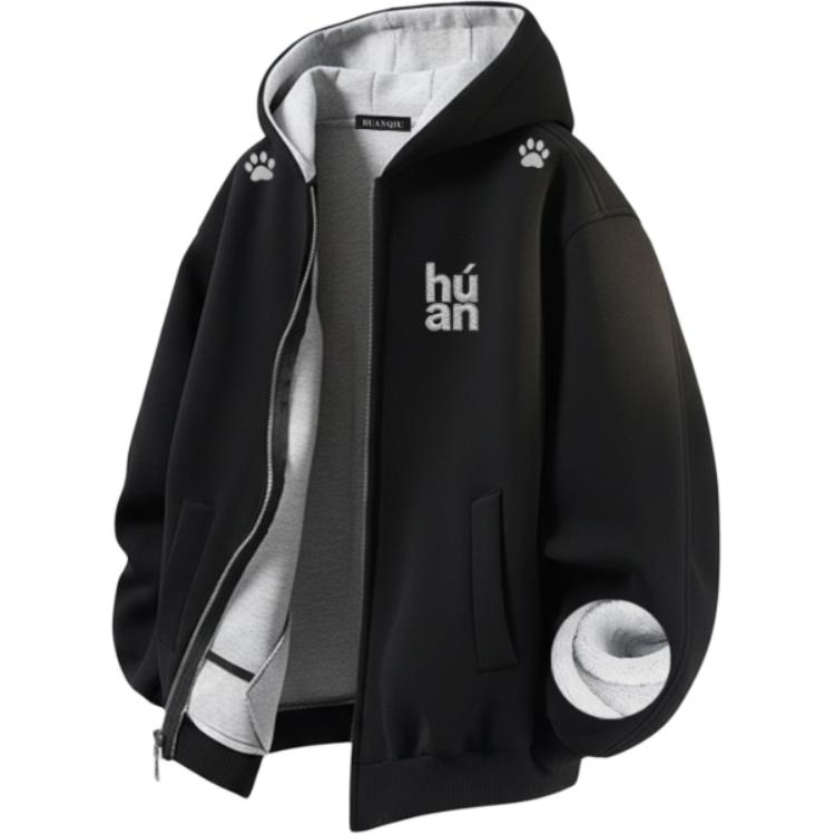 

Толстовка Unisex Hooded Moderate Heavyweight HUANQIU, черный (fleece-lined upgraded)