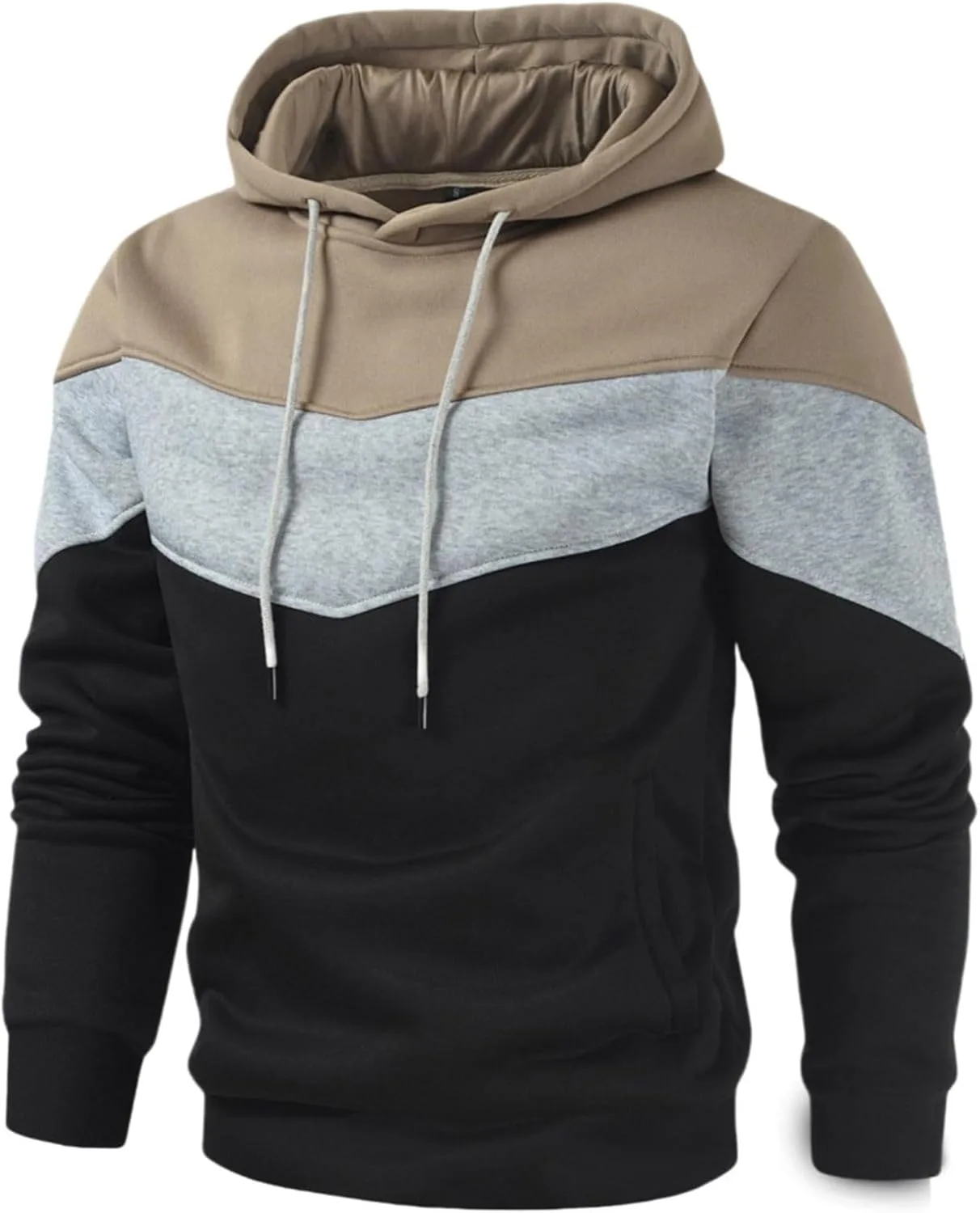 

Толстовка с капюшоном Color Block для мужчин, флисовая, с длинными рукавами и карманами AQAYL