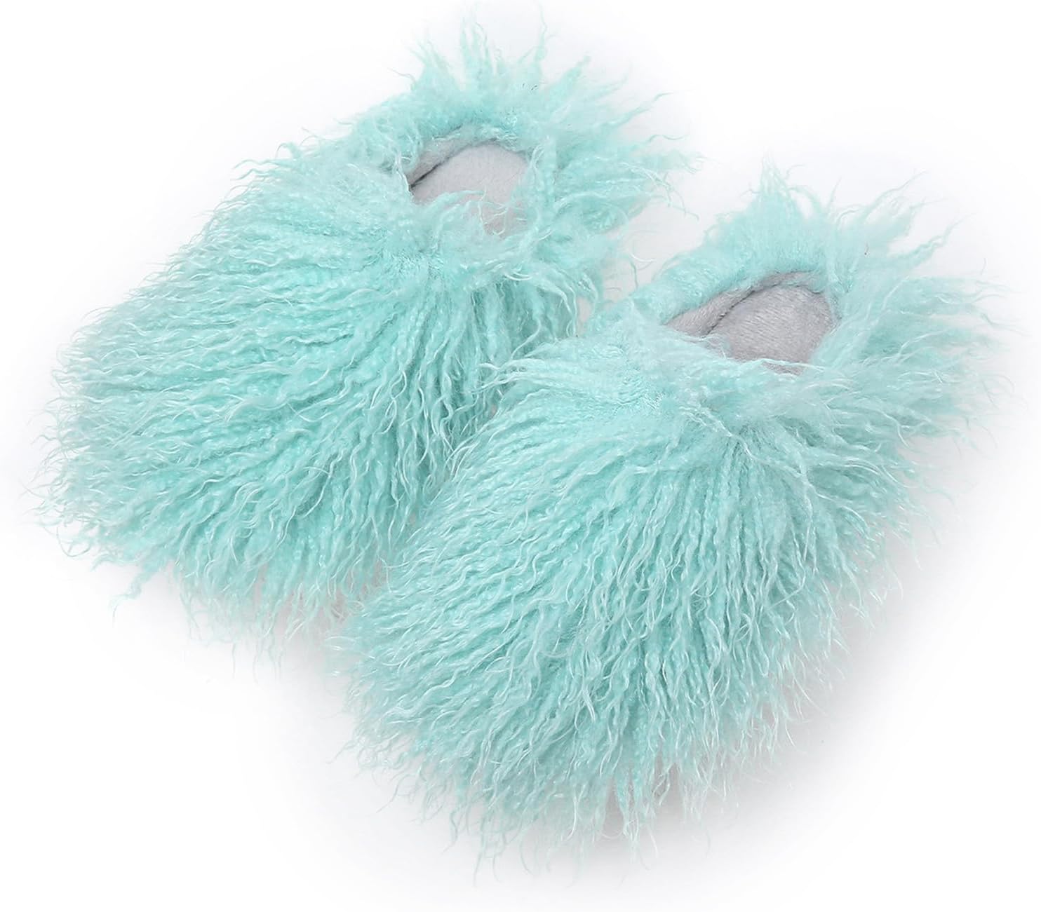 

Большие пушистые тапочки из искусственного меха, унисекс, домашние шлепанцы с шерстяной текстурой, теплые плюшевые пушистые туфли с длинным ворсом для женщин Hevoy, зеленый