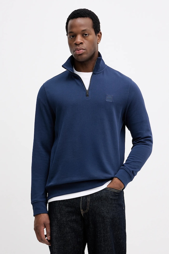 

Хлопковая толстовка boss zetrust BOSS Orange, синий