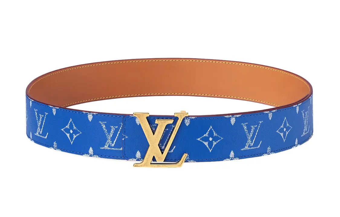 

Ремень кожаный Louis Vuitton Initiales мужской, коричневый / синий