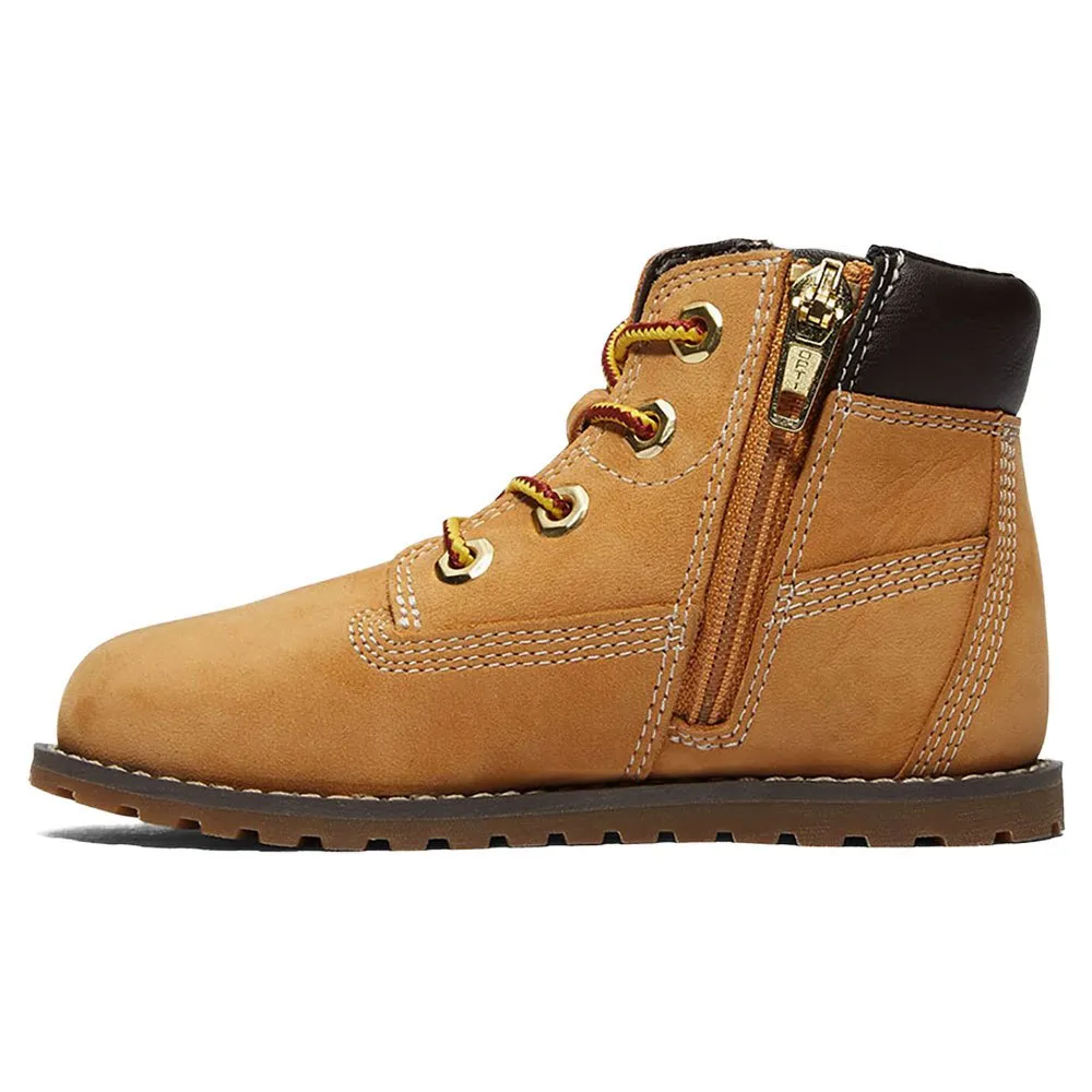Детские ботинки Timberland Pokey Pine кожаные с боковой молнией, коричневый — фото 3