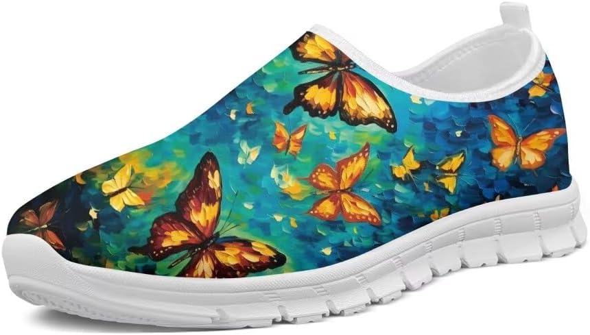 

Мужские и женские кроссовки Forchrinse Blue Dolphin с эффектом тай-дай, для ходьбы, слипоны, лоферы, спортивные легкие кроссовки для путешествий, Butterfly Oil Painting