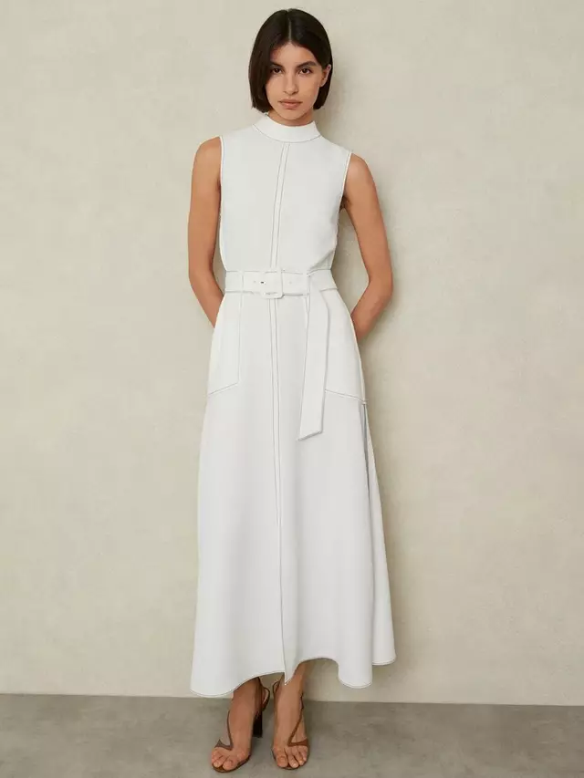 

Платье Reiss Thora Belted, слоновая кость