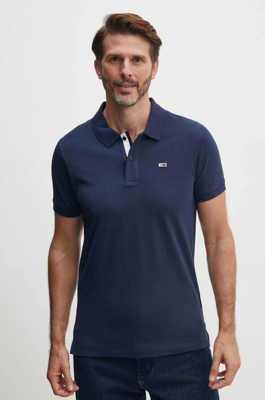 

Рубашка-поло Tommy Jeans из хлопка, темно-синий