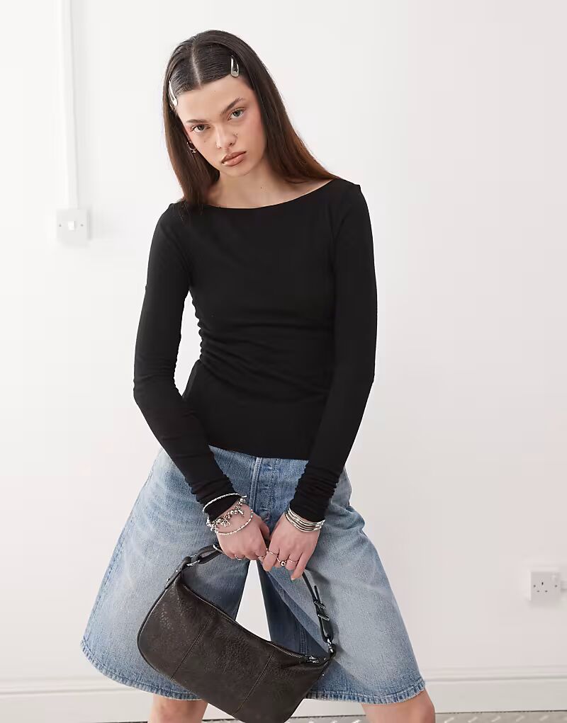 

Длинный топ Weekday из льняной смеси черного цвета эксклюзивно для ASOS