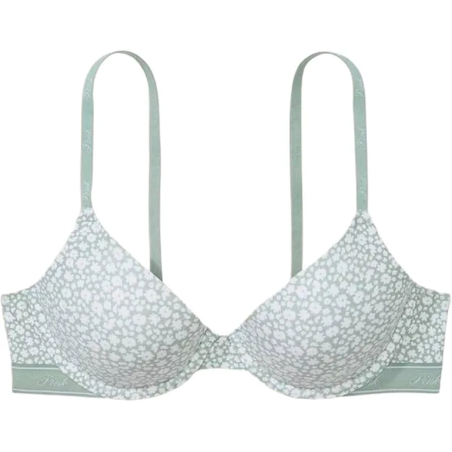 Victoria's Secret Бюстгальтер женский PINK Girlish в светло-зеленом принте