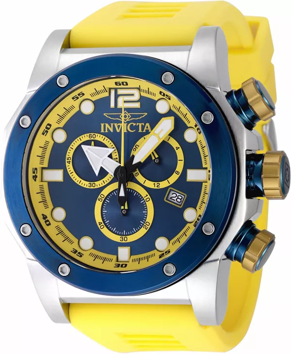 

Мужские кварцевые часы-хронограф Sea Hunter 48982 с синим циферблатом Invicta, yellow