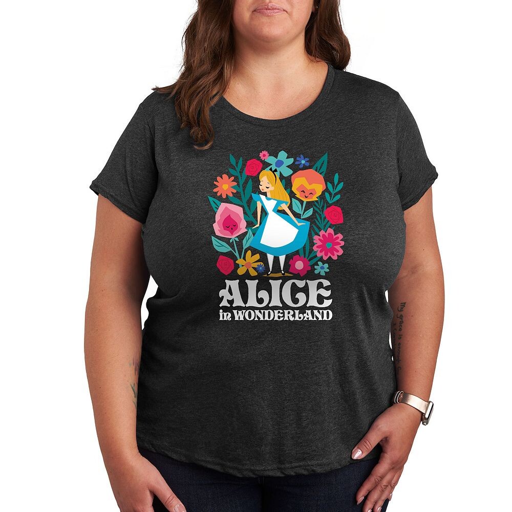 

Футболка Disney's Alice in Wonderland Plus с рисунком цветов, цвет Heather Charcoal