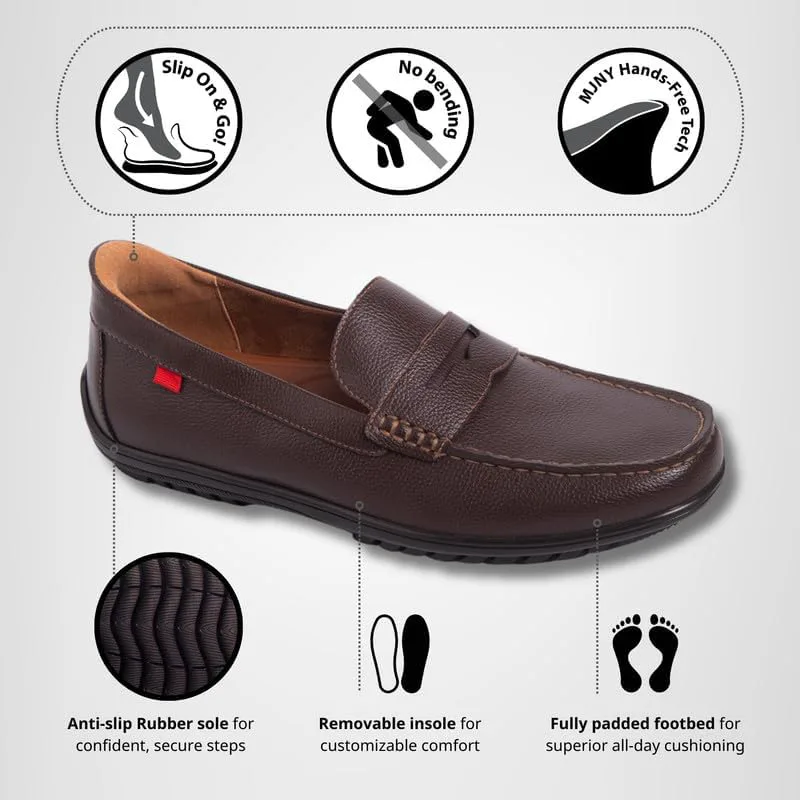 Marc Joseph New York Men's Casual Hands Free Slip on Penny Loafers, коричневый — фото 2
