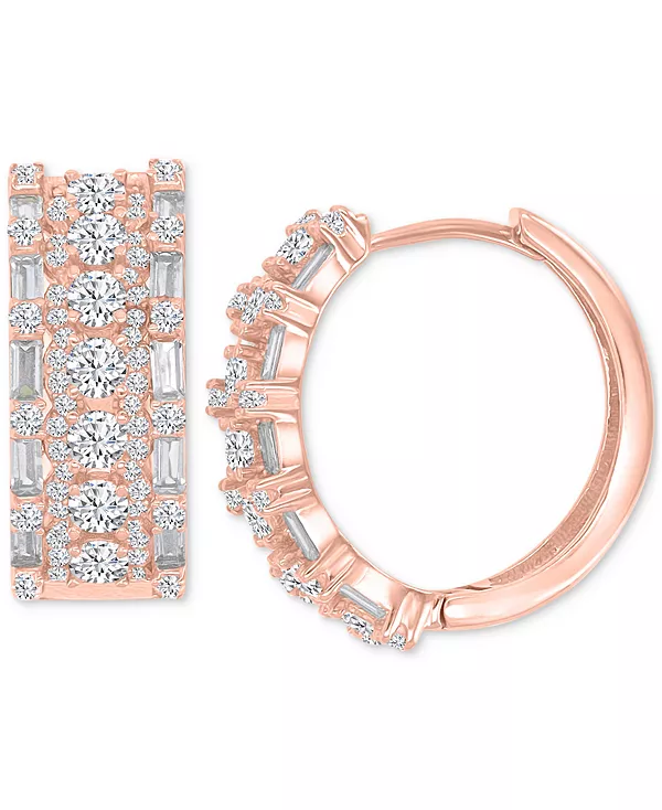 

Овальные объемные серьги-кольца из 14-каратного золота на стерлинговом серебре Macy'S, rose