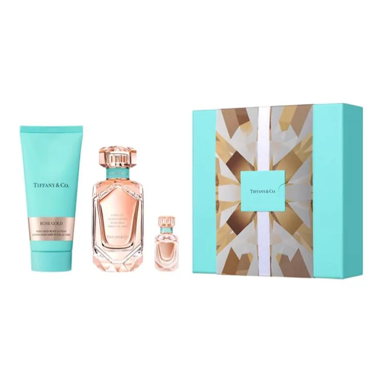 TIFFANY & CO. Набор духов для женщин Rose Gold Premium Collection Box Eau De Parfum EDP с цветочным ароматом, 75ml Perfume+100ml Body Lotion+5ml Perfume Travel Set