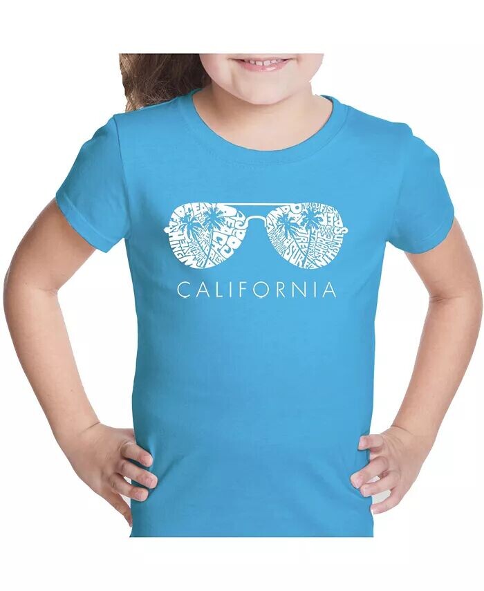 

Футболка для девочек с надписью Word Art - California Shades LA Pop Art, синий
