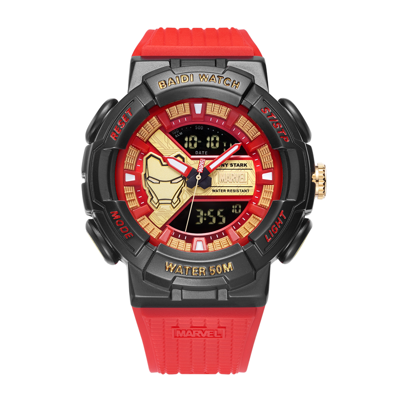 

MARVEL Часы Hero Collection Electronic Movement TPU Strap Watch Men's Watch Black Dial M-5039R