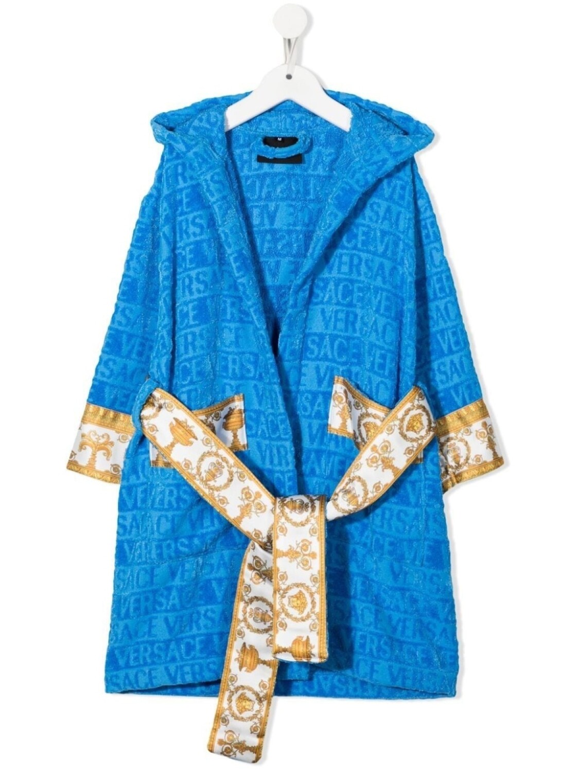 

Versace Kids халат I Love Baroque с капюшоном, синий