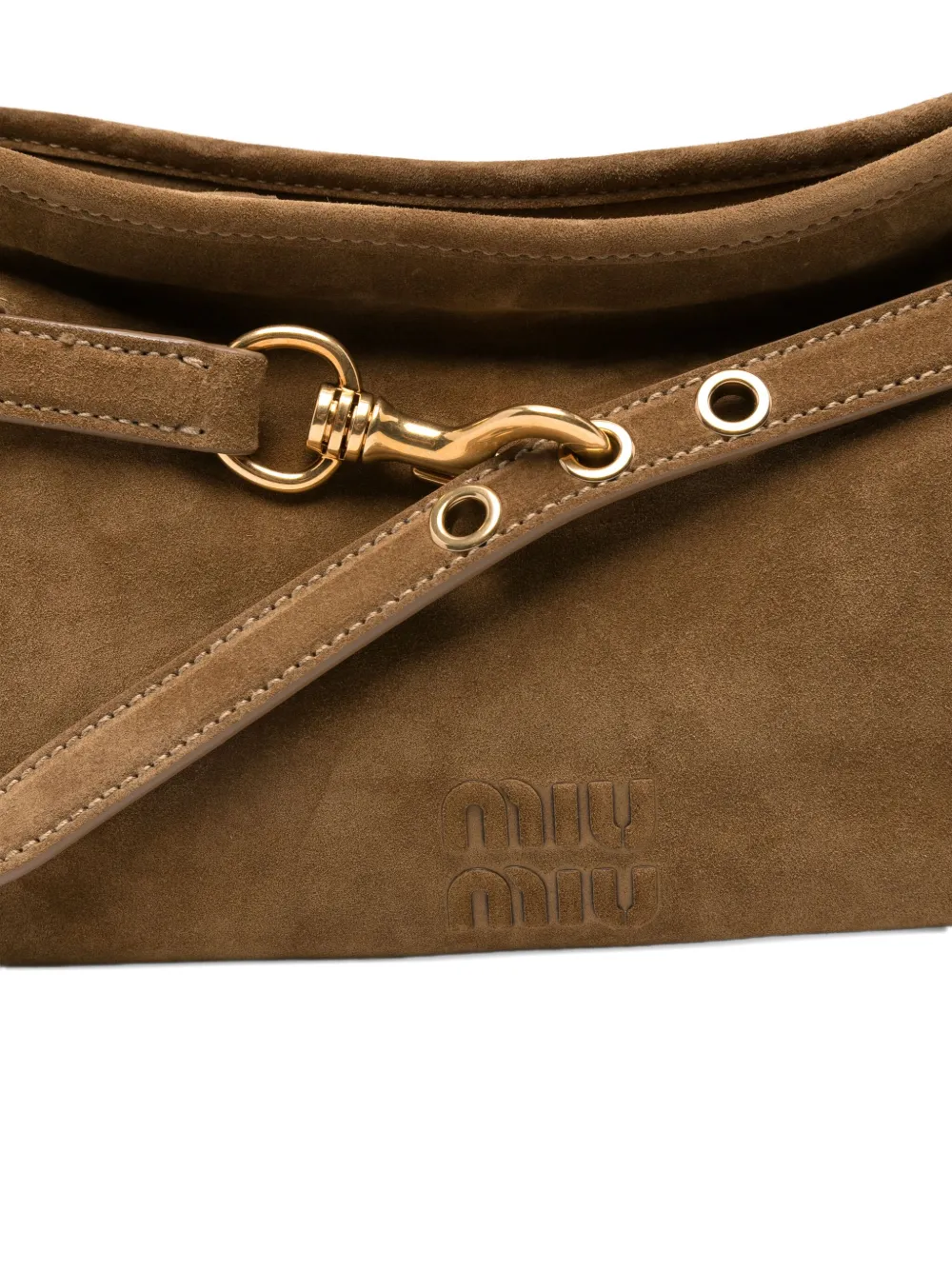 Сумка через плечо из замши Aventure MIU MIU, коричневый — фото 4