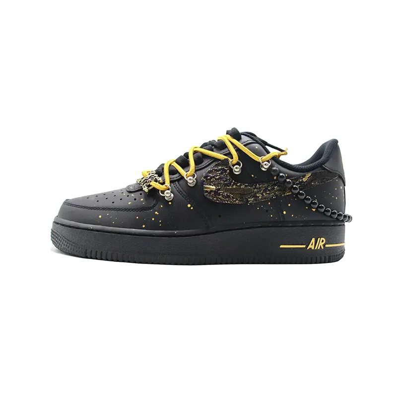 

Кроссовки Nike Air Force 1 Skateboarding Shoes Unisex Low-top Black/Gold, черный/золотой
