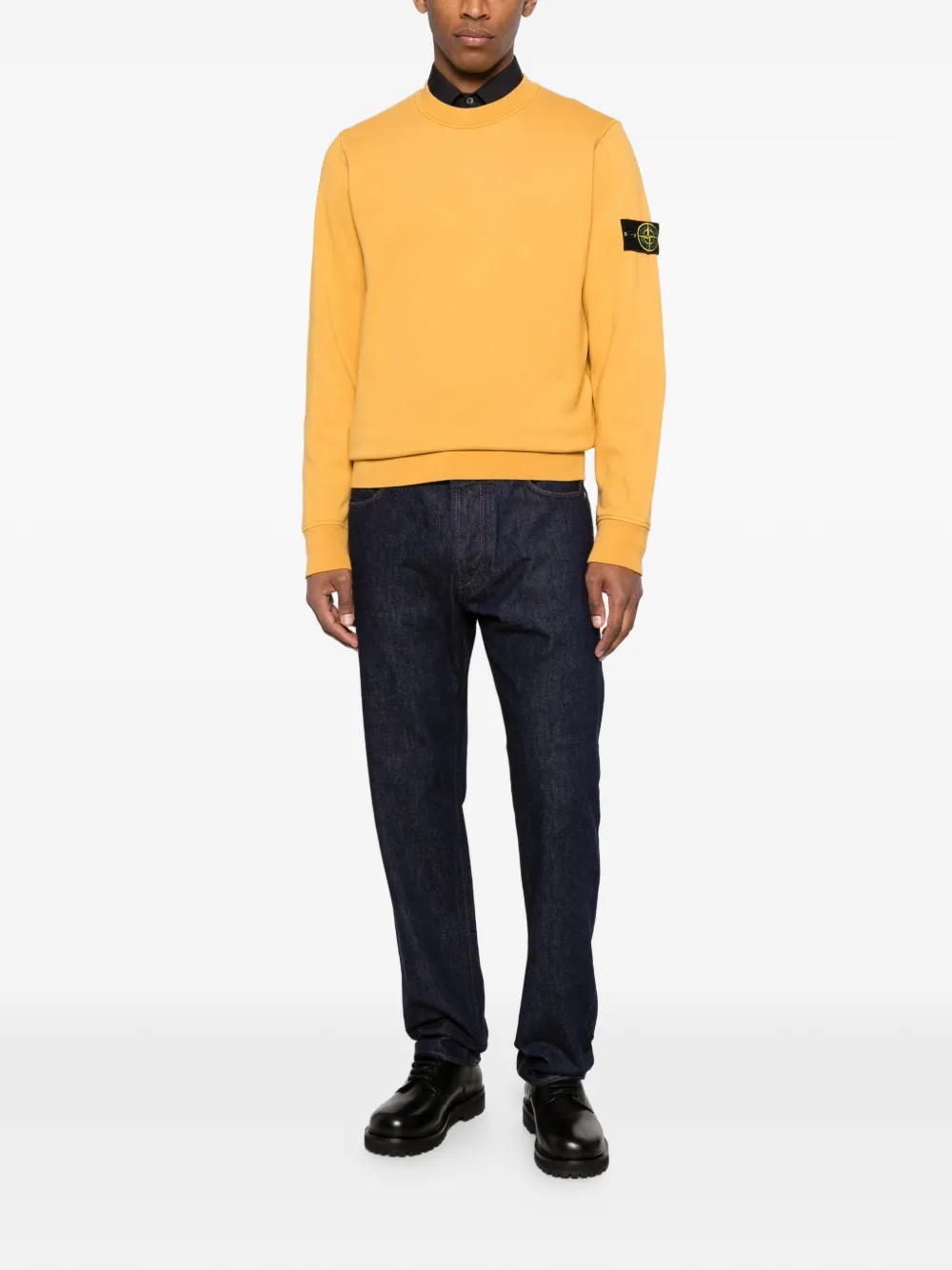Свитшот с круглым вырезом Stone Island, желтый — фото 2