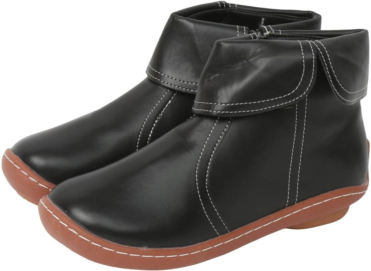 

Женские ботильоны без каблука 2024 года с поддержкой свода стопы, модные ботинки на шнуровке с боковой молнией Generic, черный